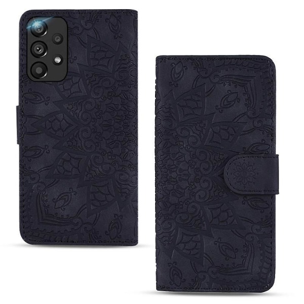 Lommebokveske for Samsung Galaxy A33 5G Premium PU Lær Klaffdeksel Mandala Black