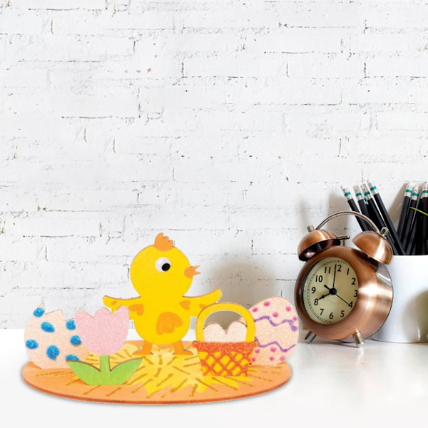 Påskkaninfigur i trä, stående, dekorativ, perfekt hantverk, påskkonst, prydnad, heminredning Rabbit