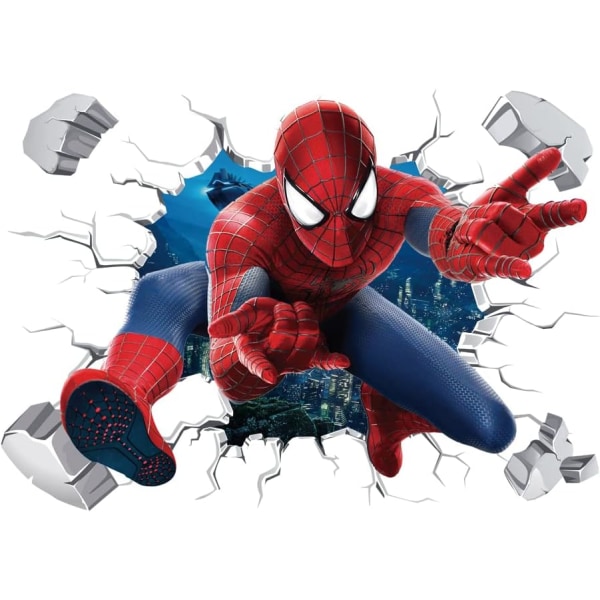 Spider-Man bryter igenom väggdekaler 3D röda spindelväggsdekaler barn sovrum vardagsrumsväggdekor 15,7x23,6 tum (Spider-Man)