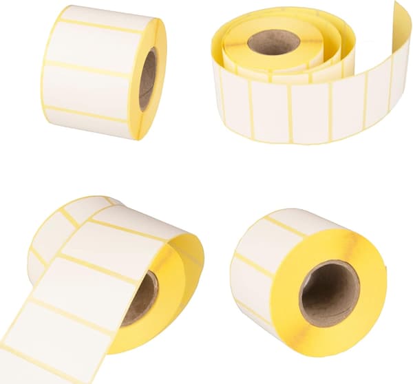 MDlabels Hvide Termiske Etiketter Rulle - 60 x 30mm - 1000 Styk - Permanent Lim til Stregkoder, Hvide Selvklæbende Etiketter til Mærkning