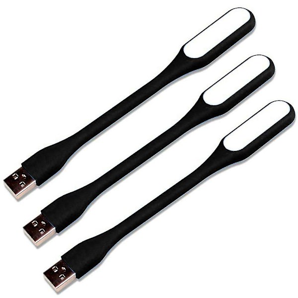 3-pak Mini USB LED-lyslampe, USB-lys for tastatur, Fleksibelt leselys