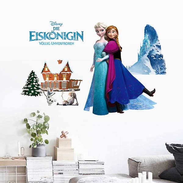 Tegneserie DIY Frozen Princess Elsa Anna veggklistremerke jente barnerom bakgrunnsdekorasjon AW6005