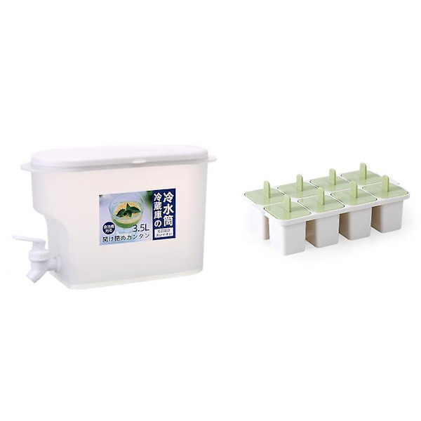 3,5 l Kold Vandkande Kande Køleskab Med Hane Husholdnings Lemonade Flaske Spand Is Saft white Jug set12