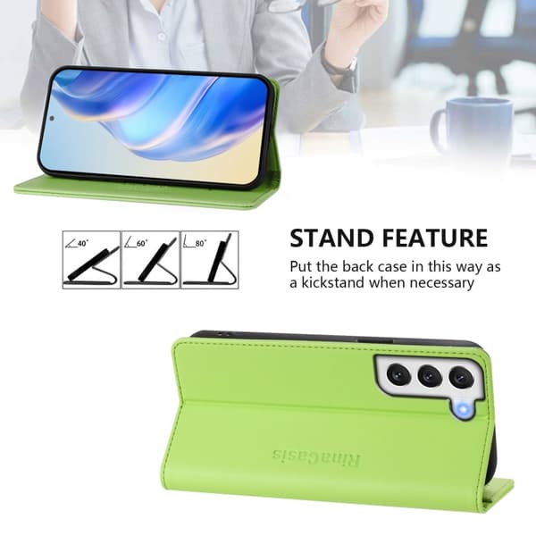 Samsung Galaxy S21+ 5G Skal RC01 Dubbelvikts Magnetisk RFID Läder Gräsgrön