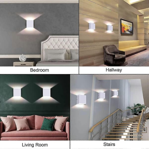 2-pack LED Wall Lamp Indoor Up and Down Wall Light Modern Wall Sconce Lighting Black 7W Aluminum White warm light