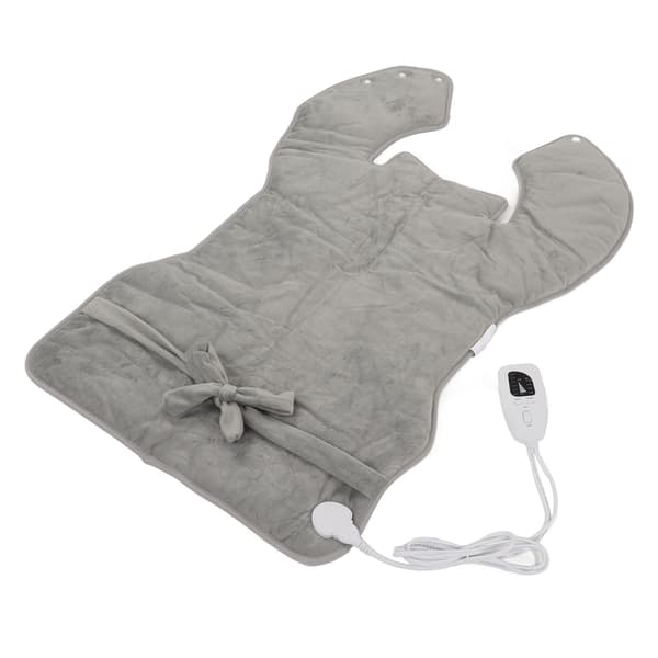 Back Heating Pad 6 Levels Temperature Adjustment Drapeable Electric Back Heating Pad Soft Plush Back Warmer Silver Grey -contact 220V