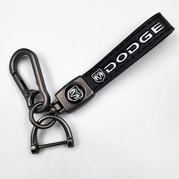Læder nøglering til bil, cykel, metal finish | Robust nøglering | Nøglering og krogbeslag i Gun Color Hardware Gun Color Hardware Dodge