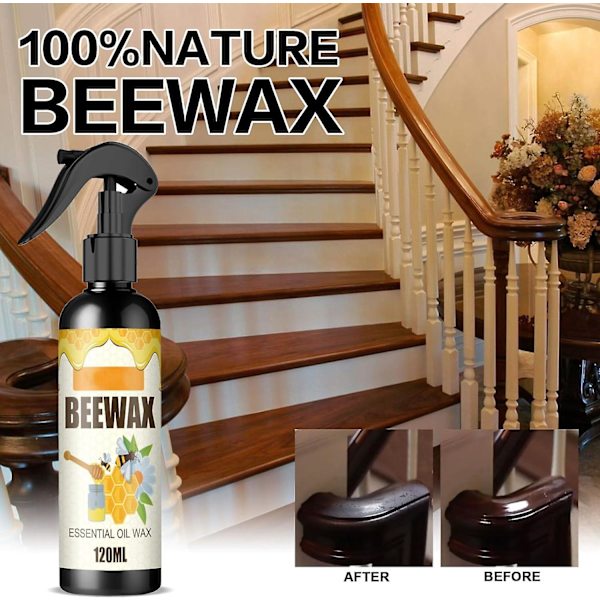 Luonnollinen Mikro-molekyyli Beeswax-suihke, Beeswax-suihke Huonekalujen Kiillotus- ja Puhdistusaine, Halkeilun ja Naarmujen Uudistava Hoitovaha 3pcs