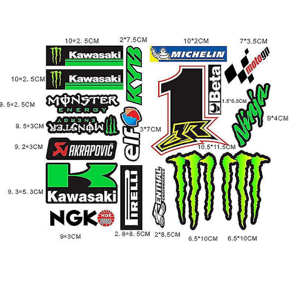 Racingbil Motorcykel Monster Energy Dekaler Hjälm Dekaler För Yamaha Honda Kawasaki Suzuki Large Kawasaki Ghost Claw Race