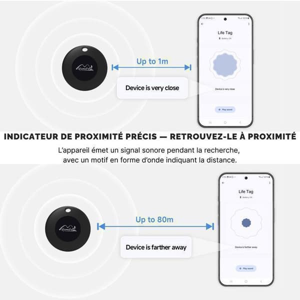 LifeMate LifeTag (4-pack) - Kompatibel med Android/Google Hitta min enhet - Bluetooth-spårare - INGEN PRENUMERATION KRÄVS