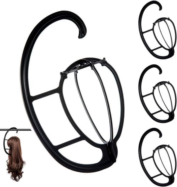 Musta - 4 osainen pitkä peruukkiteline