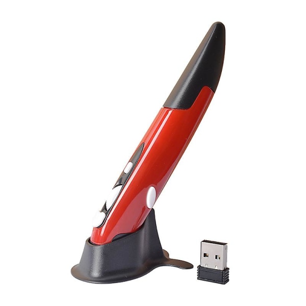 Trådløs optisk penn mus 2,4ghz usb bluetooth luftmus optisk presentatørpenn for bærbar PC Red