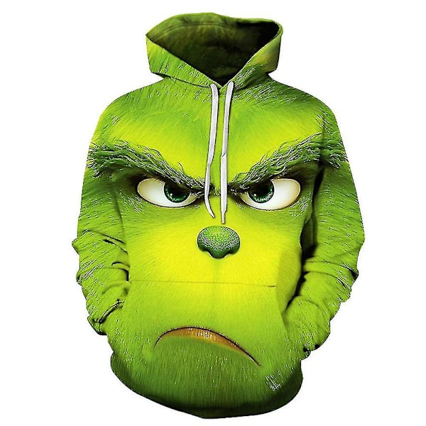 Jule Unisex Børn The Grinch 3D Digital Print Trøje med Hætte Juleafslappet Hættetrøje Top 7-8 Years