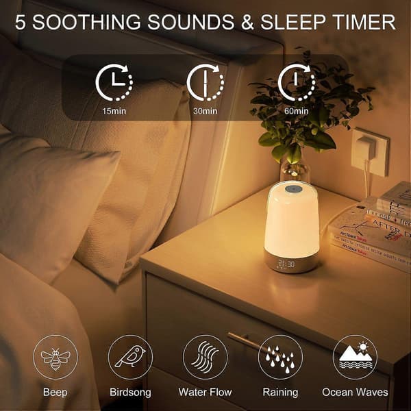Sunrise Alarm Clock, Wake-up Light, 3 Modes Dimmable Modern Small Digital Bedside Lamp For Deep Sleep
