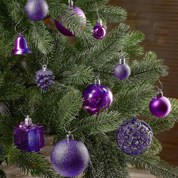 Brubaker 101-bit julekuler med tretopp Lilla juletrepynt Purple