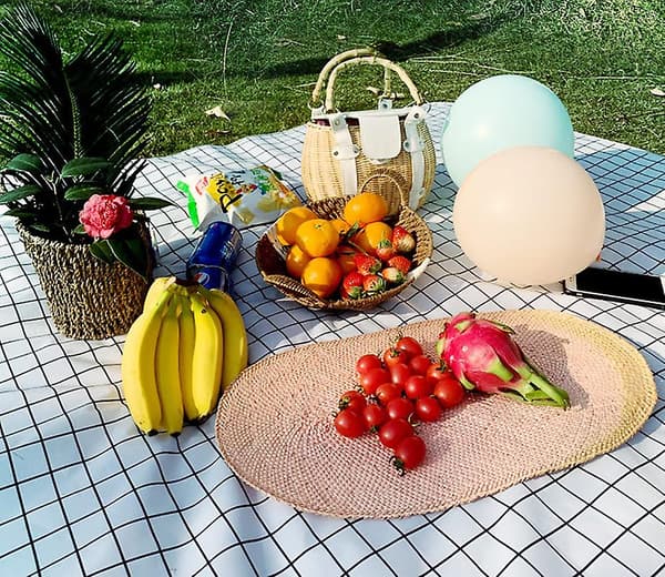 Picknicktæppe Vandafvisende Campingtæppe Rejsende Tæppe Strandtæppe White