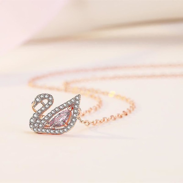 Drama True Beauty Pink Swan Diamond Necklace