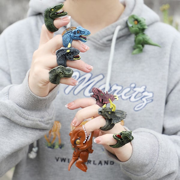 6 stk Dinosaur Ring Fin Tekstur Tidlig Læring Dyr Kognisjon Utdanningsleker Realistisk Modell Leke Pvc Simulering Dinosaur Villdyr Fugler Barn Fi D