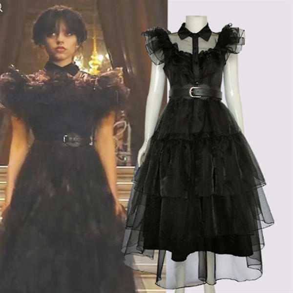 2-12 år Onsdag Addams Family Jente Cosplay Festkjole Fancy Dress Up Gaver 4-5 Years