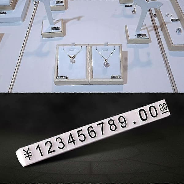 Förpackning med 10 Prislappar Display Kuber Block Siffror Prisetiketter White Black