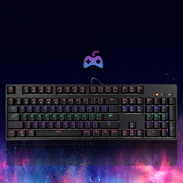 M-8 104 Keys Rainbow Backlit Mechanical Wired Computer Keyboard Gaming Office 0.1