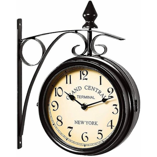 Væg ur i smedejern Have ur Håndlavet 2-sidet ur Grand Central Terminal New York