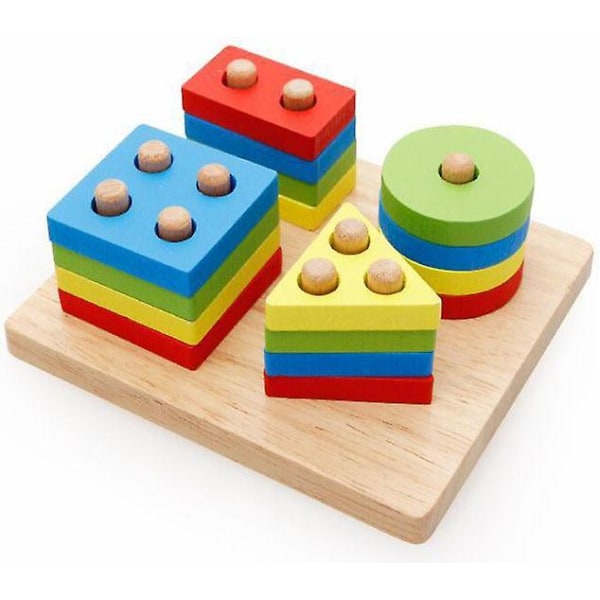 Lewo Puupalatset Geometriset Pinottavat Värit Ja Muodot Lajittelupeli Koulutuslelut Taaperolle K