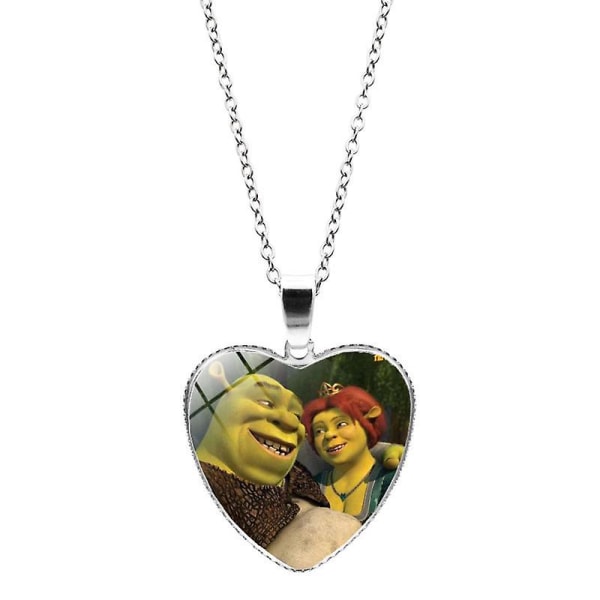 Movie Shrek Heart Halskjede Tegneserie Anime Glass Cabochon Heart Anheng Krystall Halskjede For Menn Kvinner Mote Smykker Gave Style-2