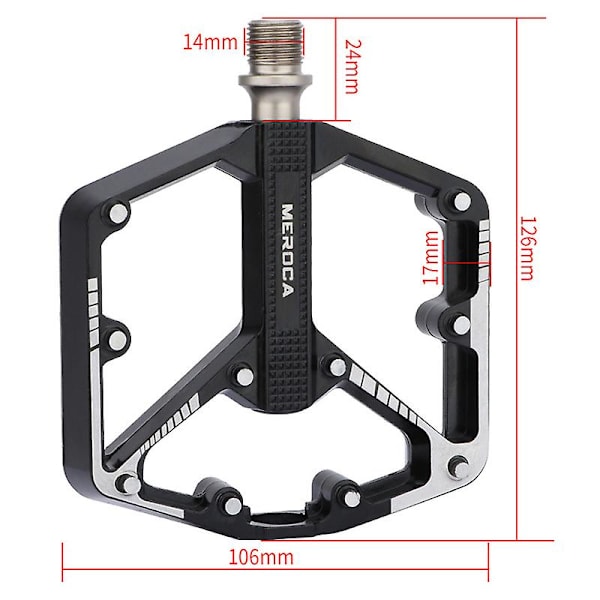 Mountainbikepedaler, Platta Pedaler i Lätt Aluminiumlegering för Landsvägs- och Mountainbike DU  Bearing Black