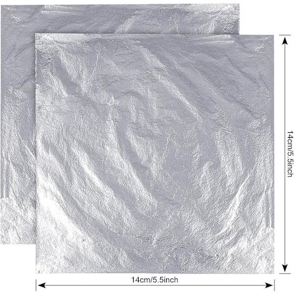 100 Ark Imitation Roséguld Blad För Förgyllning Hantverk Konstprojekt Hantverk Dekoration (14 X 14 Cm) Silver