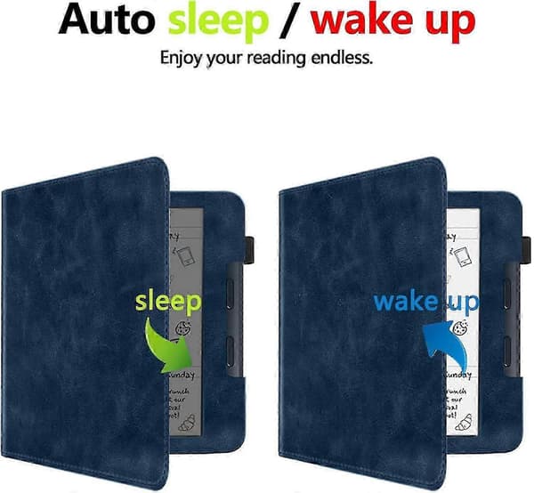 Kobo Libra Colour 7\" Ställfodral med Handrem & Auto Sleep/Wake Blue