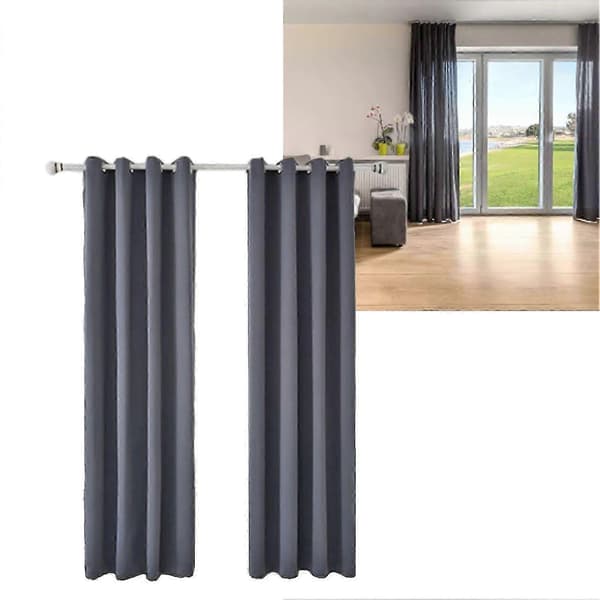 Mörkläggningsgardin Polyester Sovrum Mörkläggande Gardiner Mörkgrå för Heminredning