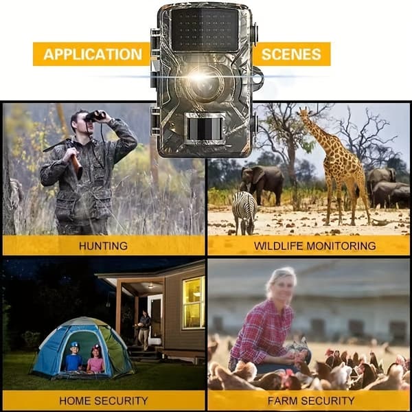 Hunting Camera with Night Vision, High Resolution, 0.8 Second Trigger Speed, 120° Wide Angle, Outdoor Olivengrøn (med stropper)
