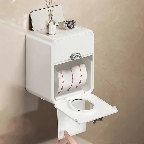 Toiletpapirholder til badeværelse med skuffe White
