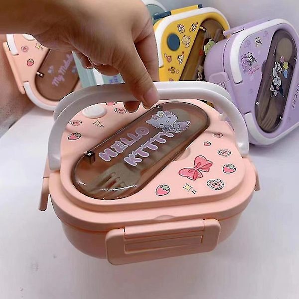 Born Pretty Sanrios Kuromi Cinnamoroll Mymelody Kawaii Anime Cartoon Mikroaaltouuni Sopiva Lounasrasia Lusikalla ja Tikkuilla 2/3 Osastoinen Lounasrasia Blue*1100ml