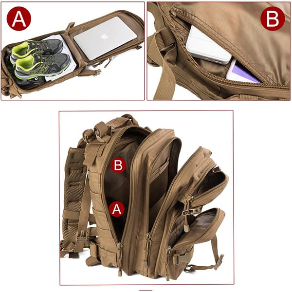 Expandable 30L Tactical Backpack - MOLLE Army Backpack for Travel & Outdoors[JUN] Black Multicam