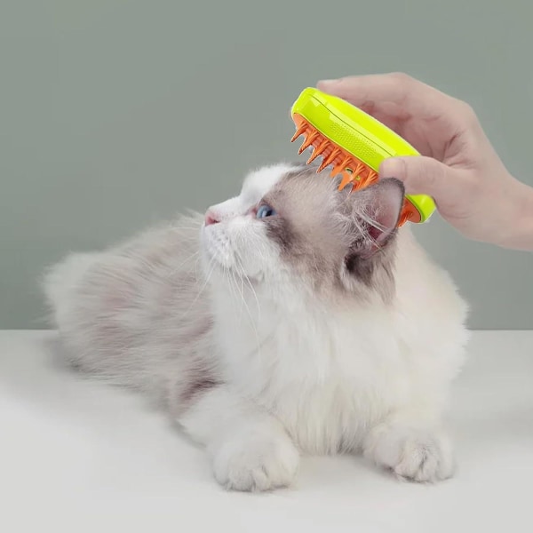 Cat Steam Brush, 2024 Cat Steam Brush For Hair Cleaner, Cat Steam Brush, 3-i-1 Steam Brush For Cats, Selvrensende Steamy Cat Brush