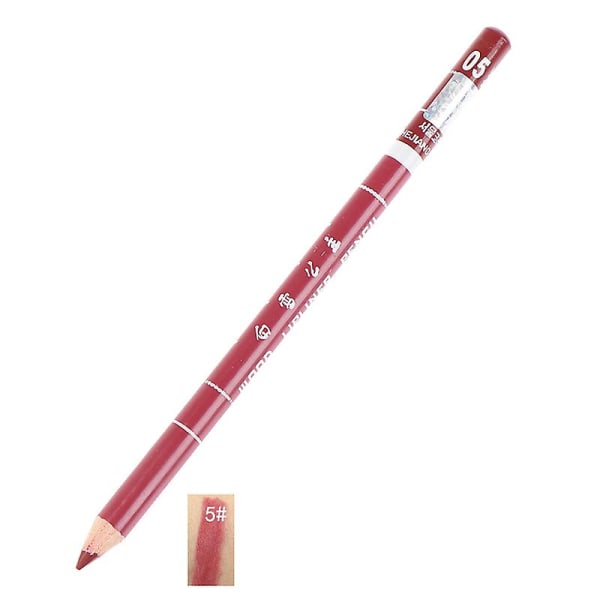 1 stk Professional Wood Lip Liner Vandtæt Lady Long Lasting Lip Liner blyant N5