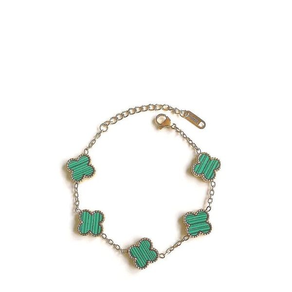 Firkløverbånd - Armbånd 18k Guldbelagt Rustfrit Stål Dobbeltsidet Eftermarked green