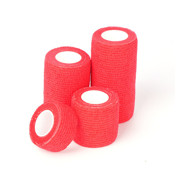 2 stk. farvede elastiske selvklæbende sportsbandager til hånd og håndled, bandage til binding af ko-ben og bordben, beskyttende bandage rød red 10cm*4.5m