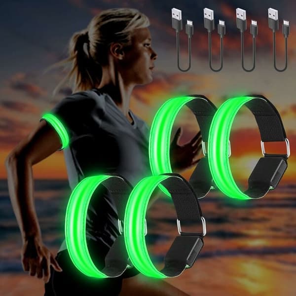 4 st USB Laddningsbara LED Armband, Reflekterande LED Löpning A