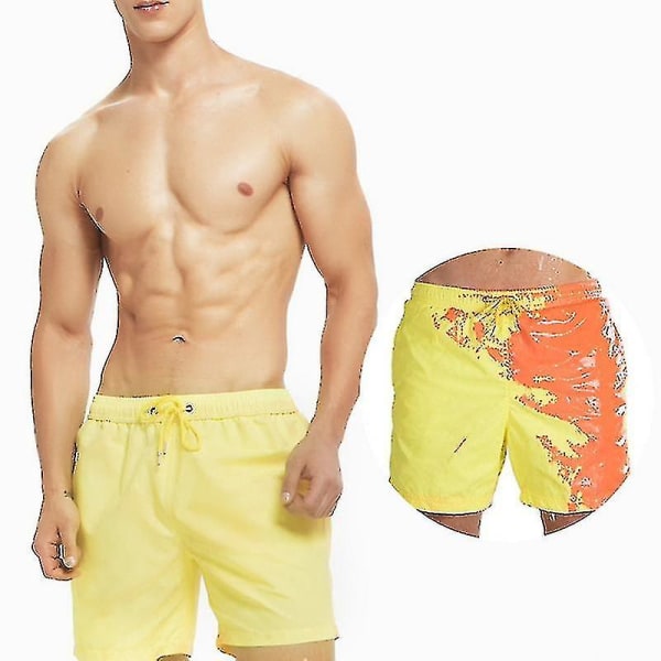 Magic Color Changing Beach Shorts Snabbtorkande badbyxor för vuxna och barn Yellow M