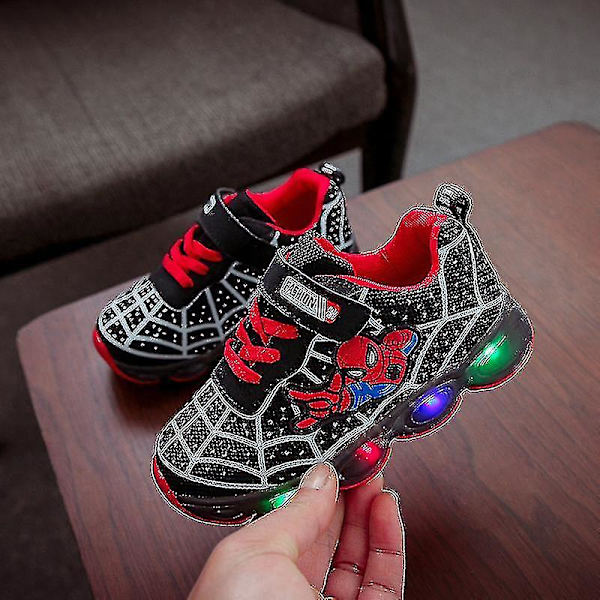 Barnens Sportskor Spiderman Ljusa Sneakers Barn Led Luminous Skor För Pojkar black 26