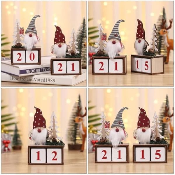 Julekalender i tre, måneds- og datovisning, dekorasjon