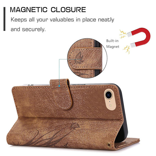 Orkidé Læder Etui Til iPhone 7 / 8 / SE 2022 Brown