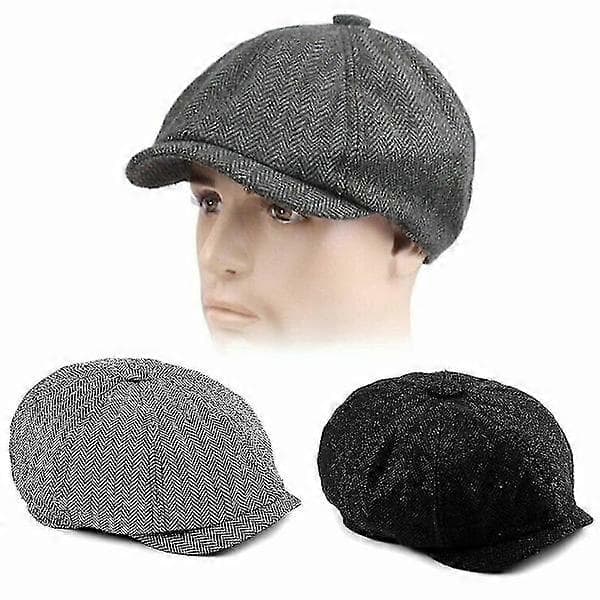 Herre Newsboy Cap i ternet mønster til mænd, Flat Cap, Kørehat