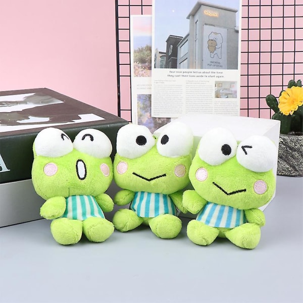 Anime Sanrio Kerokero Keroppi Nyckelring Söt tecknad plyschleksak Figuruppsättningshänge C