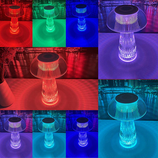 Creative Mushroom Bordlampe Diamant Krystall Bordlampe Blendende Berøring Dekorativ Atmosfære Lys Manet Liten Nattlys 16 colors