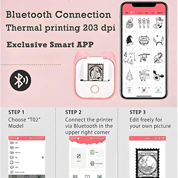 Portable Mini Sticker Printer Bluetooth Handheld Inkless Printing Device For Notes Labels White