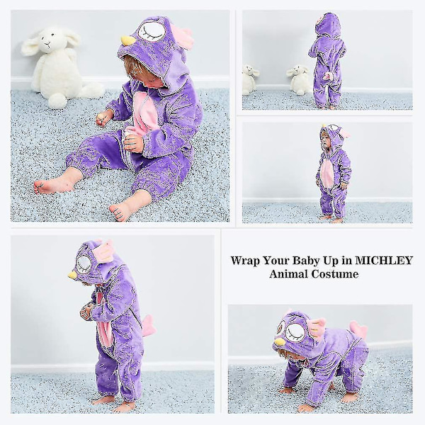 Unisex Vauvan Eläinpuku Talvi Syksy Flanelli Huppari Haalari Cosplay Owl 90